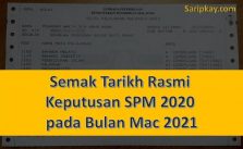 Semak Tarikh Rasmi Keputusan SPM 2020 pada Bulan Mac 2021 Secara Online