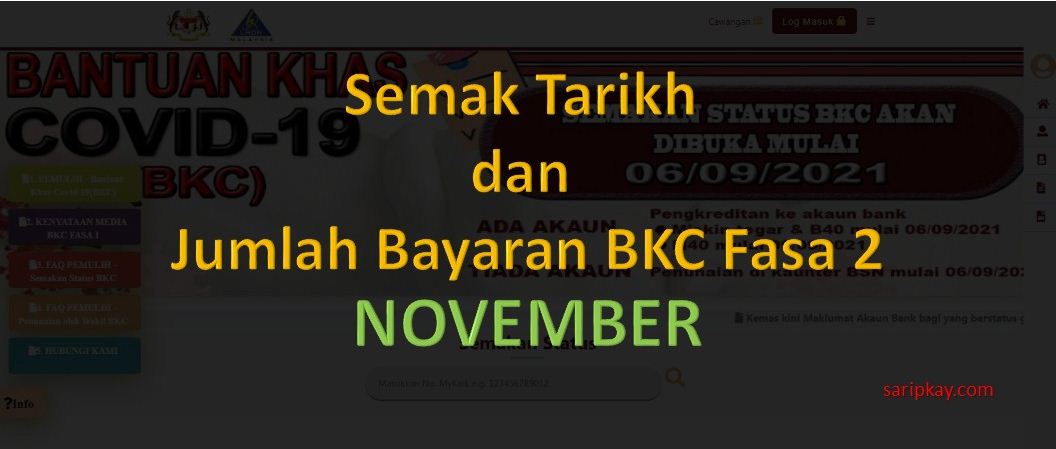 Semak Tarikh dan Jumlah Bayaran BKC Fasa 2